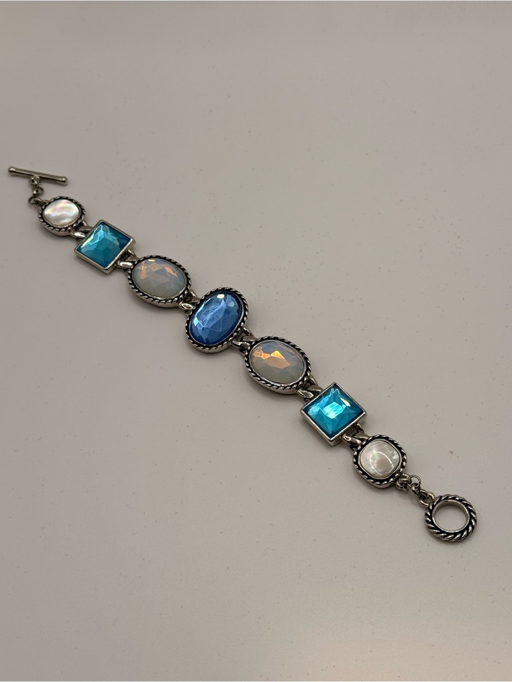 Lia Sophia Retired Silver-Tone Bracelet with Blue and Opalescent Stones
